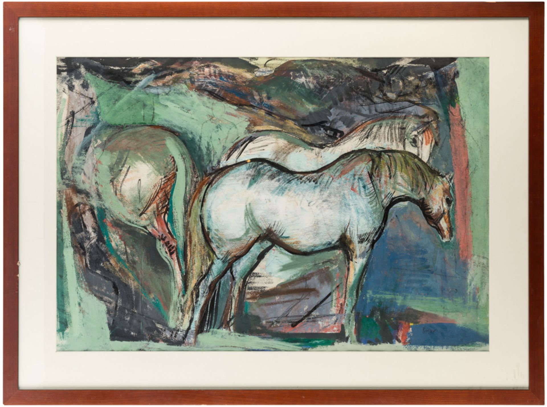 JOSEF PRESSER (AMERICAN 1907-1967)Horses, gouache and crayon on paper65 x 95 cm (25 1/2 x 37 3/8 - Bild 2 aus 3