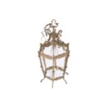 BRASS HALL LANTERN44 cm. high; 21 cm. wide; 21 cm. deep