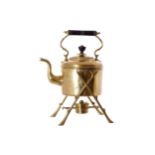 VICTORIAN BRASS SPIRIT KETTLE ON STAND29 cm. high; 22 cm. wide; 16 cm. deep