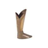 EDWARDIAN BRASS STICK STANDin the form of a boot50 cm. high; 26 cm. wide; 13 cm. deep