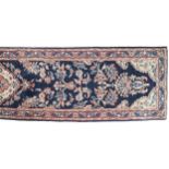 WEST PERSIAN MAHAL RUNNERwith indigo field vines and flower heads413 x 86 cm.