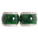 PAIR OF 18 CT. WHITE GOLD JADE AND DIAMOND EARRINGS