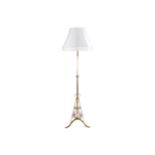 EDWARDIAN TELESCOPIC BRASS STANDARD LAMP WITH SHADE 154 cm. high