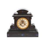 NINETEENTH-CENTURY BLACK MARBLE MANTLE CLOCK