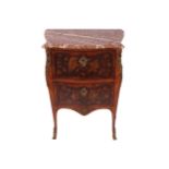 NINETEENTH-CENTURY ORMOLU MOUNTED KINGWOOD AND MARQUETRY COMMODE, CIRCA 1870 the veined serpentine