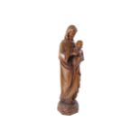 EARLY TWENTIETH-CENTURY CARVED WOOD SCULPTURE Madonna and child, Signed â€˜B.Kemlinâ€™ 85 cm. high