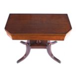 REGENCY PERIOD MAHOGANY AND BOXWOOD INLAID TEA TABLE CIRCA 1820 the rectangular shaped top with