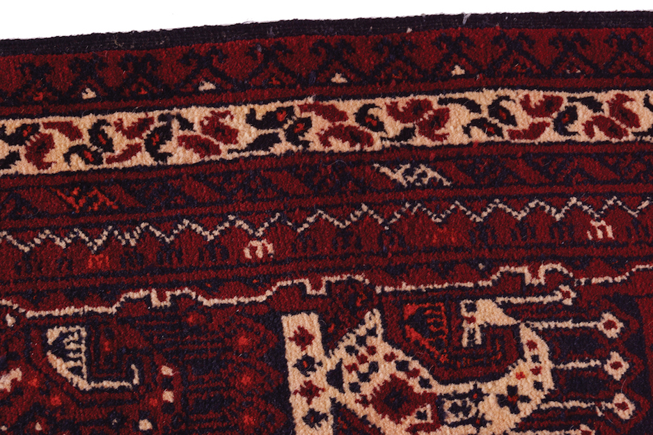 WOOL AND GOAT HAIR BALUTCH RUNNER on red ground, with Boteh design, ivory border, and outer red - Image 4 of 5