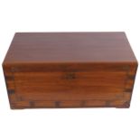 NINETEENTH-CENTURYâ€ˆMAHOGANYâ€ˆANDâ€ˆBRASSâ€ˆBOUNDâ€ˆTRUNK The rectangular shaped top with gently