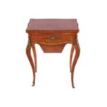 NINETEENTH-CENTURY FRENCH ORMOLU MOUNTED KINGWOOD AND PARQUETRY WORK TABLE the rectangular