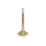 NINETEENTH-CENTURY GOTHIC BRASS TABLE LAMP with a fluted column and pierced circular base