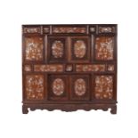 NINETEENTH-CENTURY CHINESE HARDWOOD AND MOTHER Oâ€™PEARL INLAID CABINET the rectangular top above