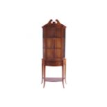 EDWARDIAN PERIOD MAHOGANY AND MARQUETRY DISPLAY CABINET The superstructure with a serpentine