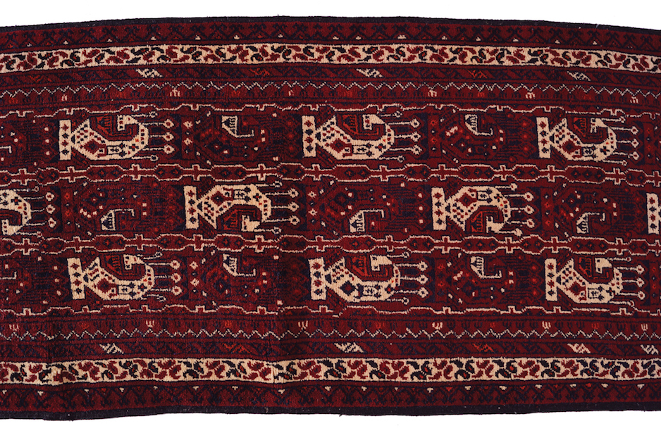 WOOL AND GOAT HAIR BALUTCH RUNNER on red ground, with Boteh design, ivory border, and outer red - Image 2 of 5