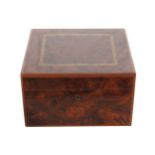 WALNUT AND BOXWOOD INLAID CIGAR BOX 15 cm. high; 25 cm. wide; 33 cm. deep