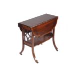 EDWARDIAN PERIOD MAHOGANY AND SATINWOOD CROSSBANDED SUTHERLAND TABLE the rectangular shaped top,