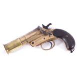 BRASS STARTING PISTOL, WEBLEY & SCOTT 15 cm. high; 25 cm. wide