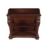 NINETEENTH-CENTURY MAHOGANY CONSOLE TABLE the rectangular moulded edged top, below a 3/4 gallery