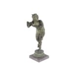 NINETEENTH-CENTURY FRENCH SCHOOL BRONZE SCULPTURE Statue of Pan, raised on a marble base