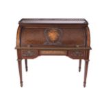 IMPORTANT FRANCOIS LINKE ORMOLU MOUNTED MARQUETRY AND PARQUETRY ROLL TOP WRITING DESK, CIRCA 1900