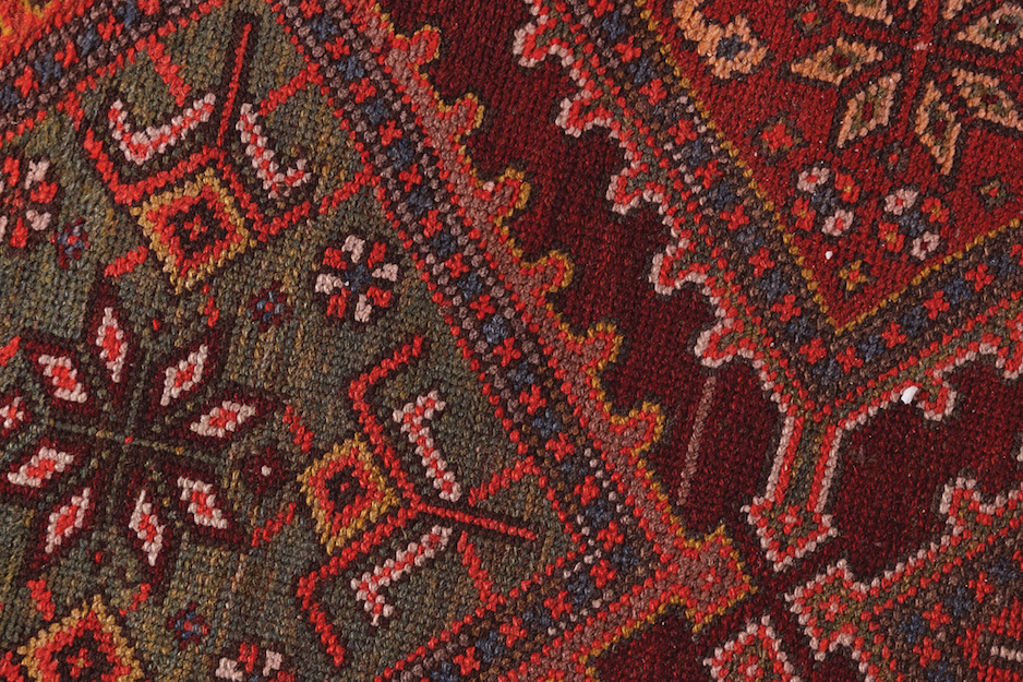 ANTIQUE CAUCASIAN CAUCASUS, AZERBAIJAN CARPET all over veg dye 102 x 306 cm. - Image 2 of 5