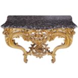 EIGHTEENTH-CENTURY PERIOD GILT-WOOD CONSOLE TABLE, CIRCA 1760 the interesting black and white marble