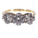 18 CT. YELLOW GOLD 2.95 CT. DIAMOND THREE-STONE RING