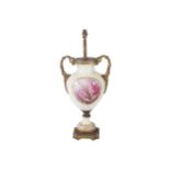 NINETEENTH-CENTURY ORMOLU MOUNTED SEVRES PORCELAIN VASE STEMMED TABLE LAMP 74 cm. high