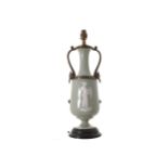 NINETEENTH-CENTURY PATE-SUR-PATE VASE STEMMED TABLE LAMP 48 cm. high