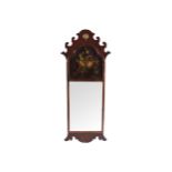 EIGHTEENTH-CENTURY STYLE WALNUT AND PARCEL GILT FRETWORK FRAMED PIER MIRROR the rectangular plate,