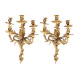 PAIR OF LARGE NINETEENTH-CENTURY ORMOLU APPLIQUÃ‰S each of five scroll arms 66 cm. high 48 cm.