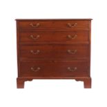 GEORGE III PERIOD MAHOGANY CROSSBANDED AND EBONY STRING INLAID CHEST of four graduated drawers,