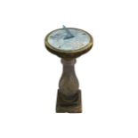 EARLY TWENTIETH-CENTURY RECONSTITUTED STONE AND BRONZE SUNDIAL 84 cm. high