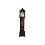 GEORGE III PERIOD LACQUERED LONGCASE CLOCK with arched brass dial, inscribed David Rivers, London,