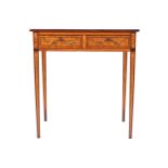 NINETEENTH-CENTURY MAHOGANY, SATINWOOD AND PAINTED SIDE TABLE, CIRCA 1880 the profusely decorated