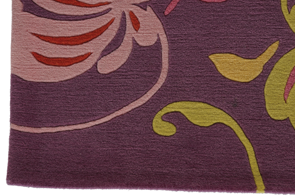 HANDWOVEN DESIGNER RUG with light purple main field, and all over flower heads pattern 174 x 244 - Image 5 of 6