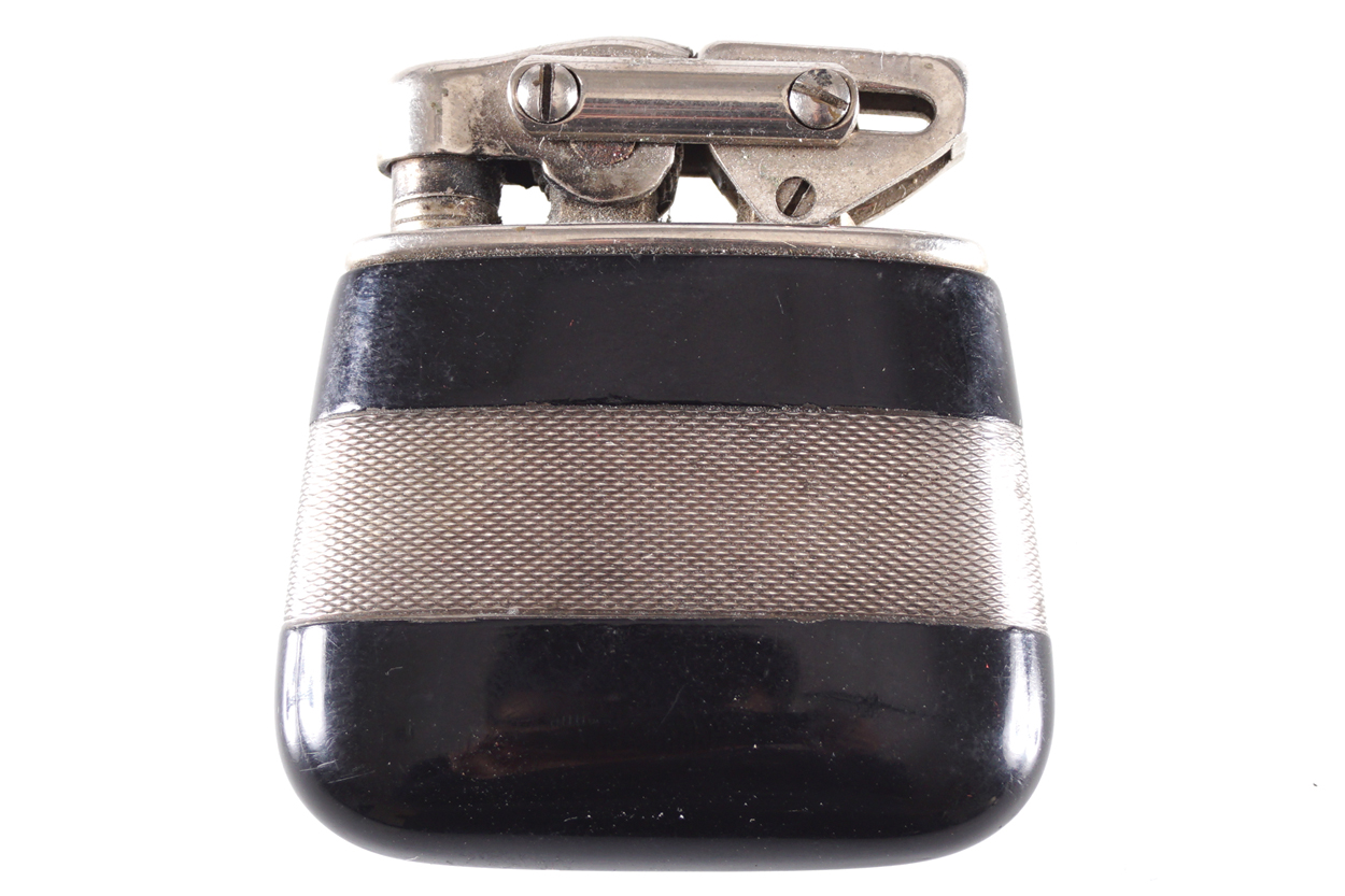 SILVER AND ENAMELLED CIGARETTE LIGHTER