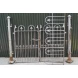 CAST IRON GATES AND RAILING Gate: 120 x 150 cm.; Railing: 35 ft. long, approx.