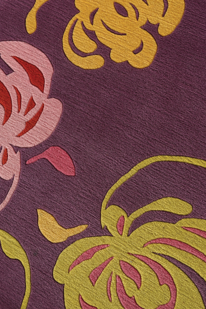 HANDWOVEN DESIGNER RUG with light purple main field, and all over flower heads pattern 174 x 244 - Bild 4 aus 6