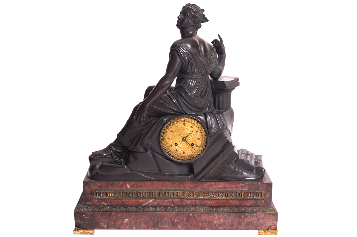FRENCH EMPIRE PERIOD MARBLE AND BRONZE MANTEL CLOCK, LOUIS MALLET (FL. 1790 -1824) clockmaker to the