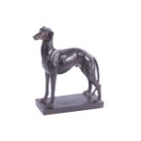 BRONZE PATINATED SCULPTURE of a whippet