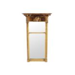 REGENCY PERIOD GILT FRAMED PIER MIRROR surmounted by a moulded Ho-ho bird centred pediment 92 x 51