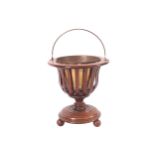 NINETEENTH-CENTURY MAHOGANY AND BOXWOOD STRING INLAID JARDINIERE with inset brass liner and brass