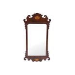 EIGHTEENTH-CENTURY PERIOD WALNUT AND SATINWOOD INLAID PIER MIRROR, CIRCA 1760 the rectangular plate,