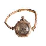 14 CT. GOLD LADIES POCKET WATCH with associated bracelet