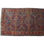 NORTHWEST PERSIAN BIDJAR RUNNER on blue ground, with all over field, and red border 410 x 103 cm.