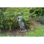 VICTORIAN LEAD SCULPTURE OF A WOMAN 106 cm. high