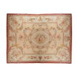 AUBUSSON CARPETon ivory ground with rose centre435 x 308 cm.