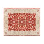 NORTH WEST PERSIAN TABRIZ CARPETon red ground with large ivory border and all over field275 x 361