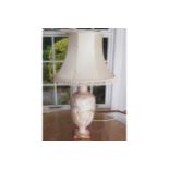 NINETEENTH-CENTURY WORCESTER VASE STEMMED TABLE LAMP AND SHADE 100 cm. high (with shade)